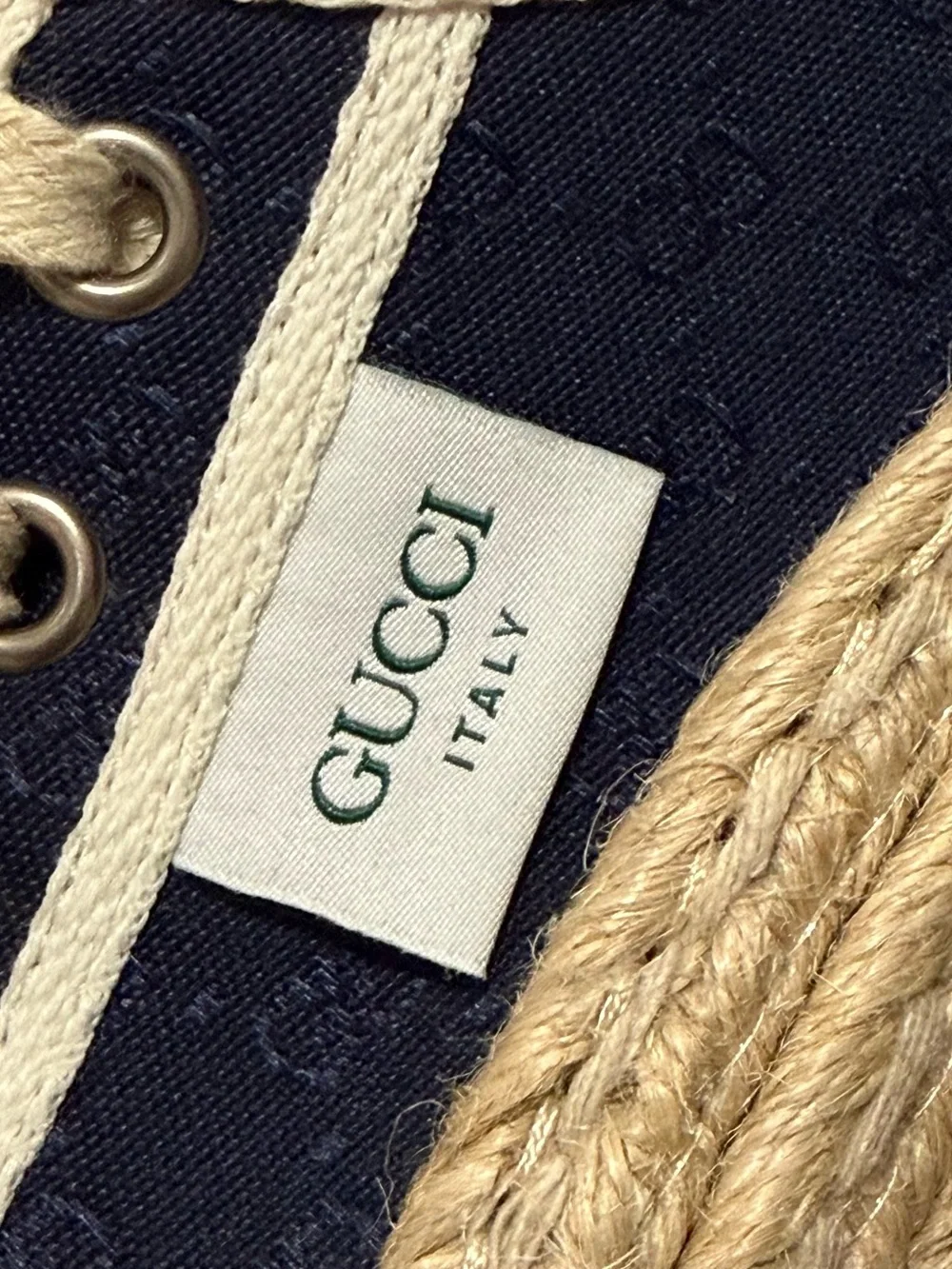 Gucci GG Monogram Canvas Espadrille Sneakers Blue Men’s Size 8.5.. Woman’s Sz 10